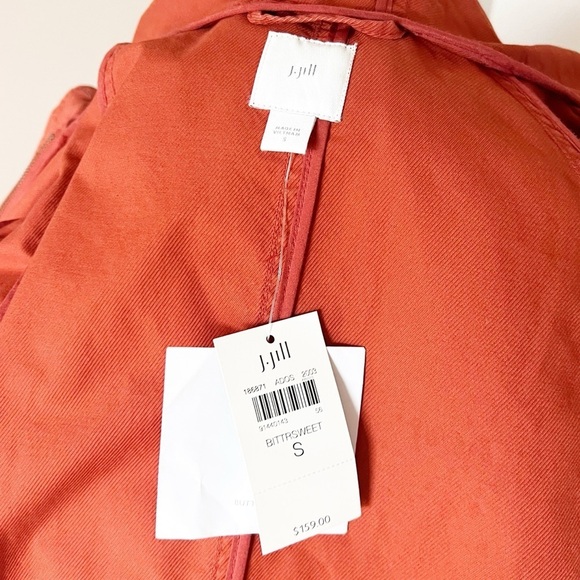 NEW J. Jill Rust Perfect Anorak Long Hooded Jacket S Twill Lightweight Cotton - Picture 6 of 8